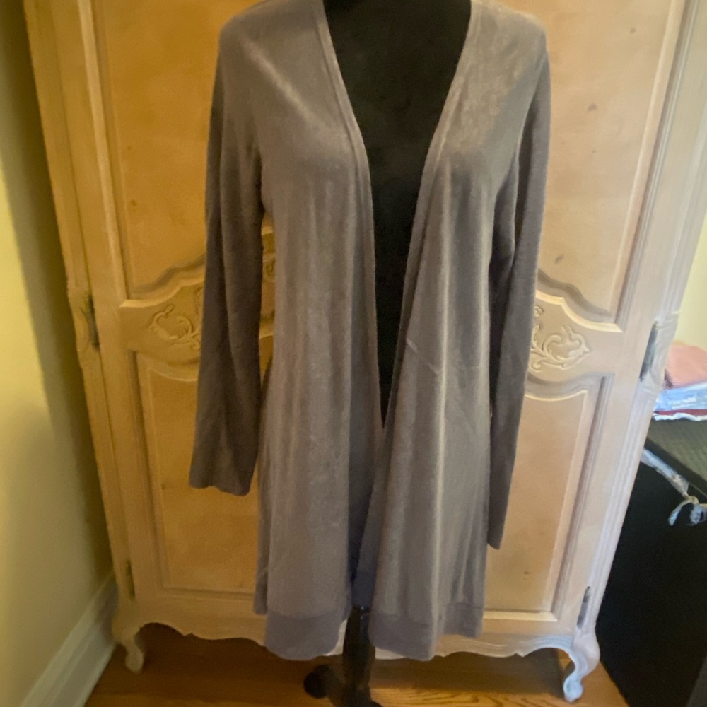 Tahari Gray Open-Front Tunic